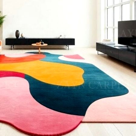 Handmade Organic Multicolor Abstract Living Rug